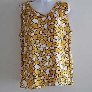 Woman's Top New sleeveless Kasper XL Yellow and white